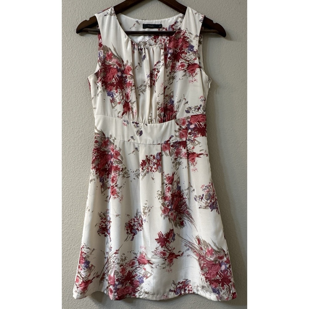 THML Womens Mini Dress XS Sleeveless Romantic Feminine Floral Empire Waist Lined